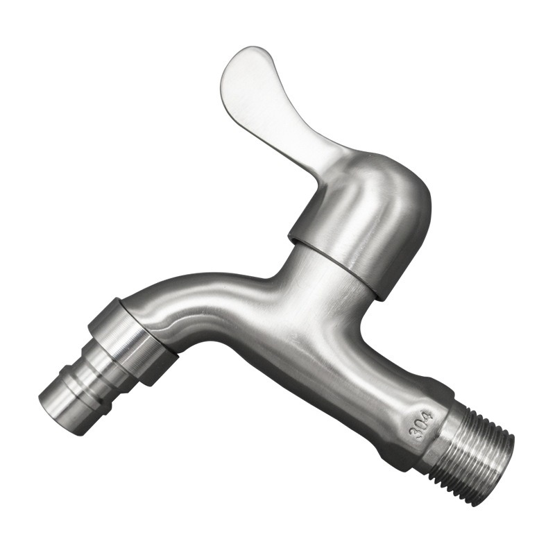 KSM-VL-WM08 Brushed 304 Stainless Steel Quick-Open Washing Machine Bibcock & Braided Hose - Quanzhou Keshiman Sanitaryware Source Factory Wholesale (SUS304 Stainless Steel Valve + 304 Wire Braided Hose, Brushed Satin 304 Stainless Steel)
