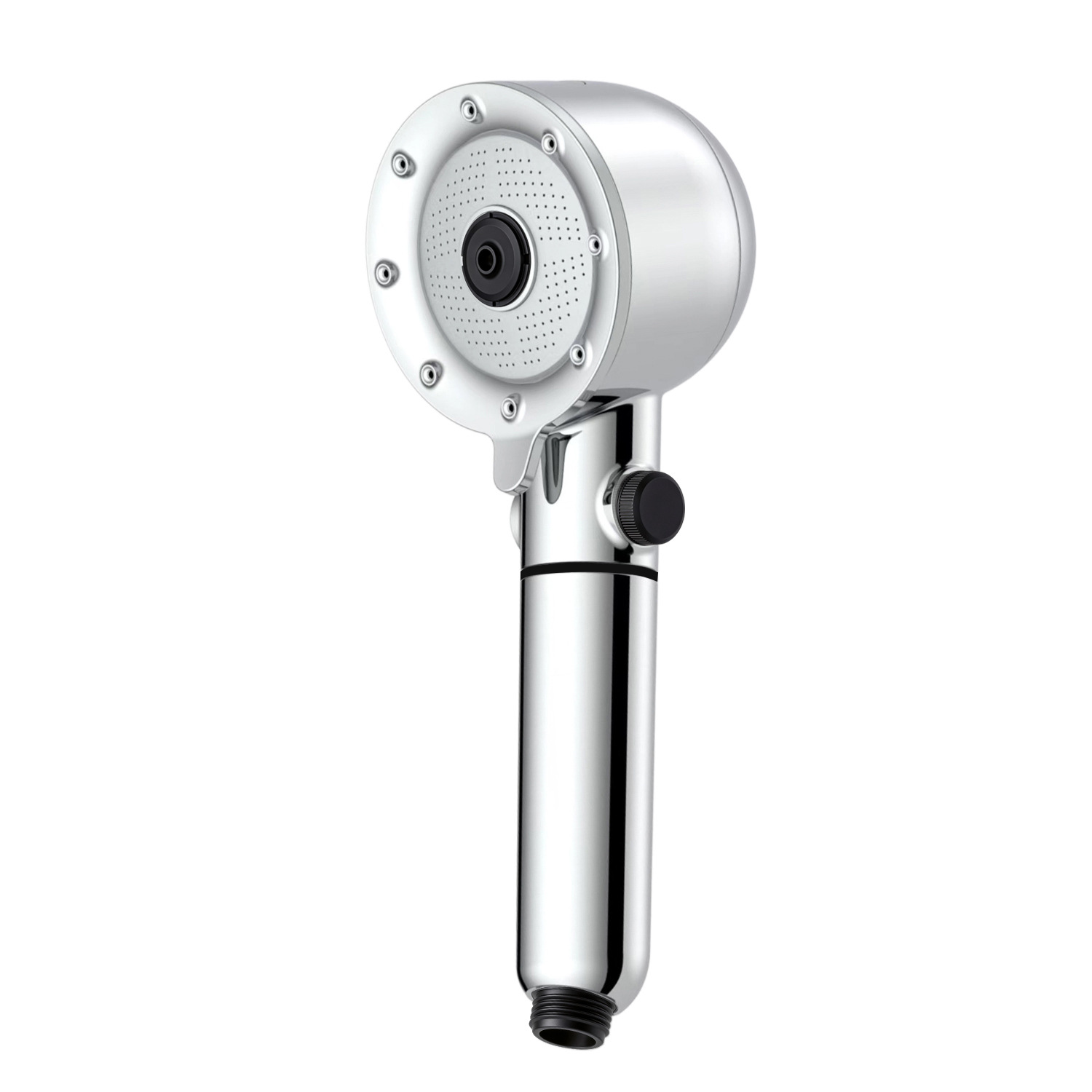 KSM-SS-KIT08 Hotel Engineering Complete Filtered Booster Shower + Exposed Brass Mixer Package - Quanzhou Keshiman Sanitaryware Source Factory Wholesale (Solid Brass Mixer Body + ABS/304 Filtered Hand Shower, 6-Layer Mirror Chrome / Gunmetal Grey)