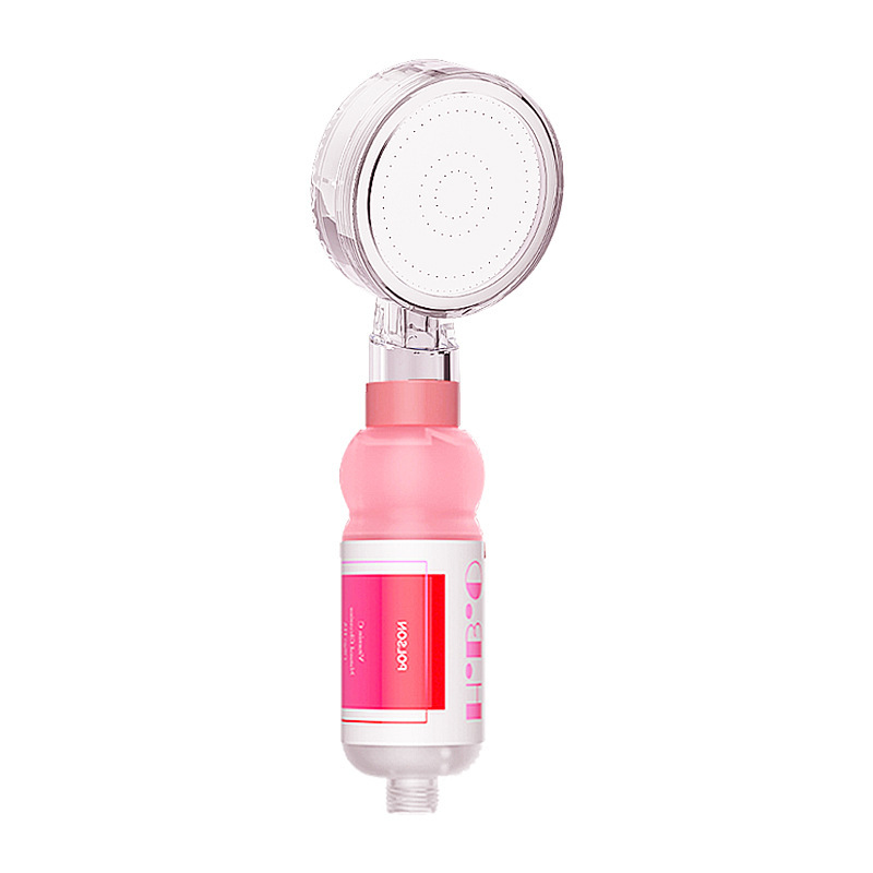 KSM-SH-VC08 Translucent Vitamin C Gel & Calcium Sulfite Ball Spa Shower Head - Quanzhou Keshiman Sanitaryware Source Factory Wholesale (Food-Grade Transparent PC + 304 Stainless Plate, Translucent Amber / Chrome Trim)