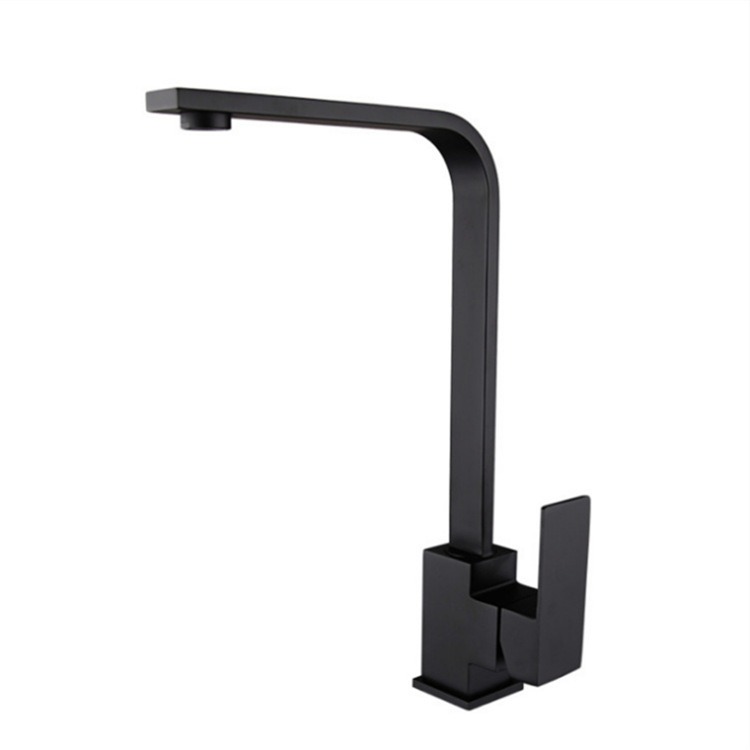 KSM-KF-LS06 Matte Black L-Shape Square 360-Degree Swivel 304 Stainless Steel Kitchen Sink Faucet (ID 657572383462)