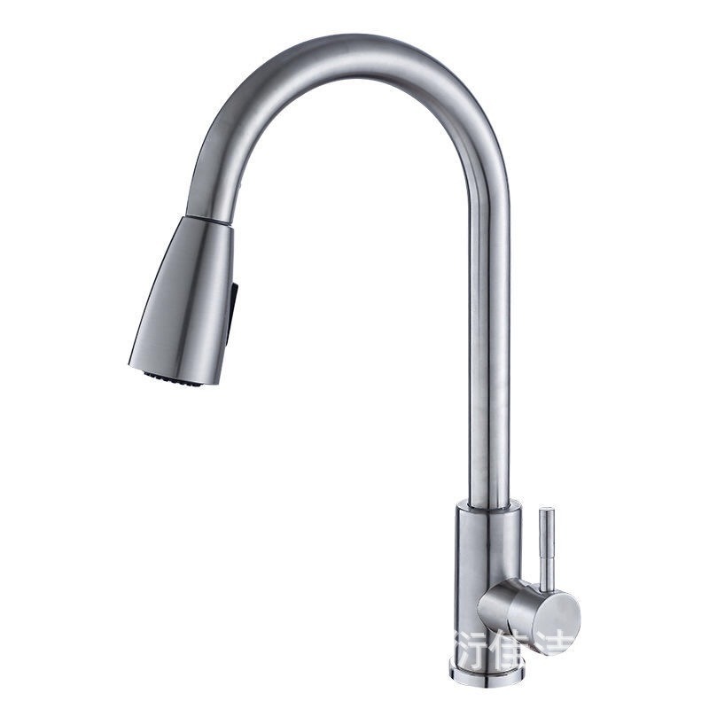 KSM-KF-PC07 Brushed 304 Stainless Steel Gooseneck Pull-Out Dual-Mode Kitchen Sink Mixer (ID 643968016503)
