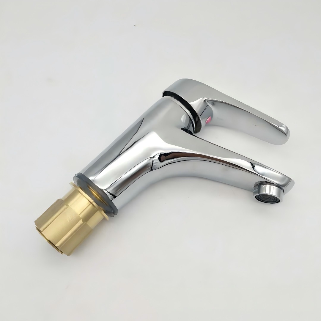 KSM-BF-SL04 Solid Brass Mirror Chrome Single-Lever Bathroom Basin Mixer with Heavy Brass Shank (ID 1056008452191)